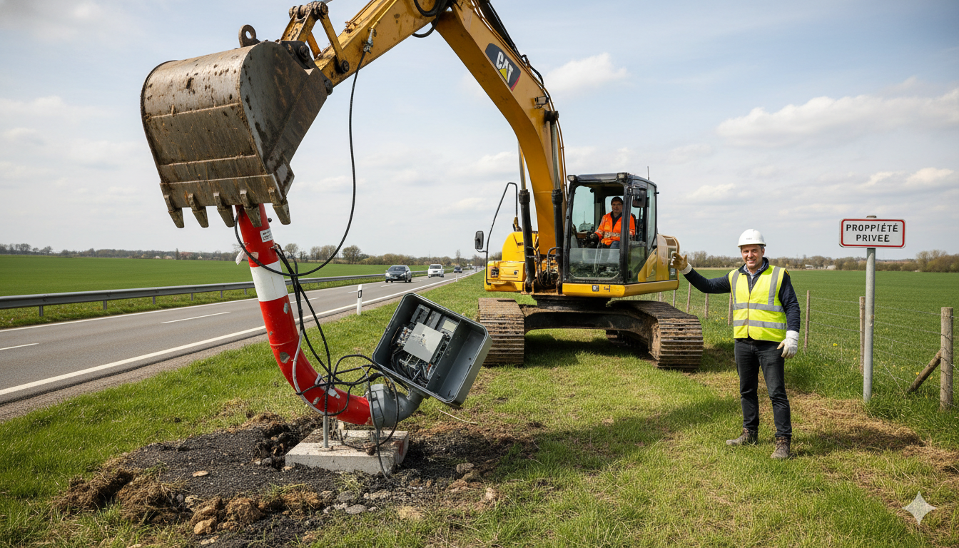 arraché un radar, radar automatique arraché pelleteuse,
radar arraché par un entrepreneur,
pelleteuse détruit radar routier,
radar automatique dégradation engin chantier,
radar enlevé terrain privé responsabilité,
démontage illégal radar automatique,
radar vandalisé pelleteuse sanctions,
dégradation bien public radar pelleteuse,
radar hors service arraché engin,
enquête gendarmerie radar arraché,
dommages et intérêts radar détruit,
plainte de l’État radar dégradé,
réparation remplacement radar automatique,
remise en service radar après arrachage,
radar pelleteuse vidéo surveillance,
travaux chantier heurte radar,
cadre légal retrait radar public,
poursuites pénales arrachage radar,
assurance et indemnisation radar détruit,
sécurisation site radar endommagé,
coût réparation radar arraché,
entrave aux contrôles routiers,
homologation et recalibrage après dommage,
radar automatique preuve photo horodatée,
responsabilité civile entrepreneur engin,
radar tourelle ou autonome arraché,
signalisation endommagée avec radar,
risques routiers sans radar en service,
techniciens intervention sur radar arraché,
remplacement rapide dispositif contrôle.