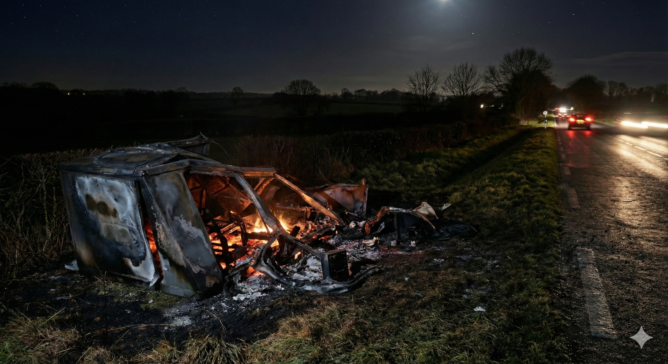radar motreff d769 incendié, radar autonome brûlé finistère, carcasse radar chantier feu, vandalisme radar centre bretagne, route d769 carhaix lorient, destruction bien public incendie, traces feu radar voirie, enquête gendarmerie vandalisme, sécurité routière motreff, photo radar calciné.