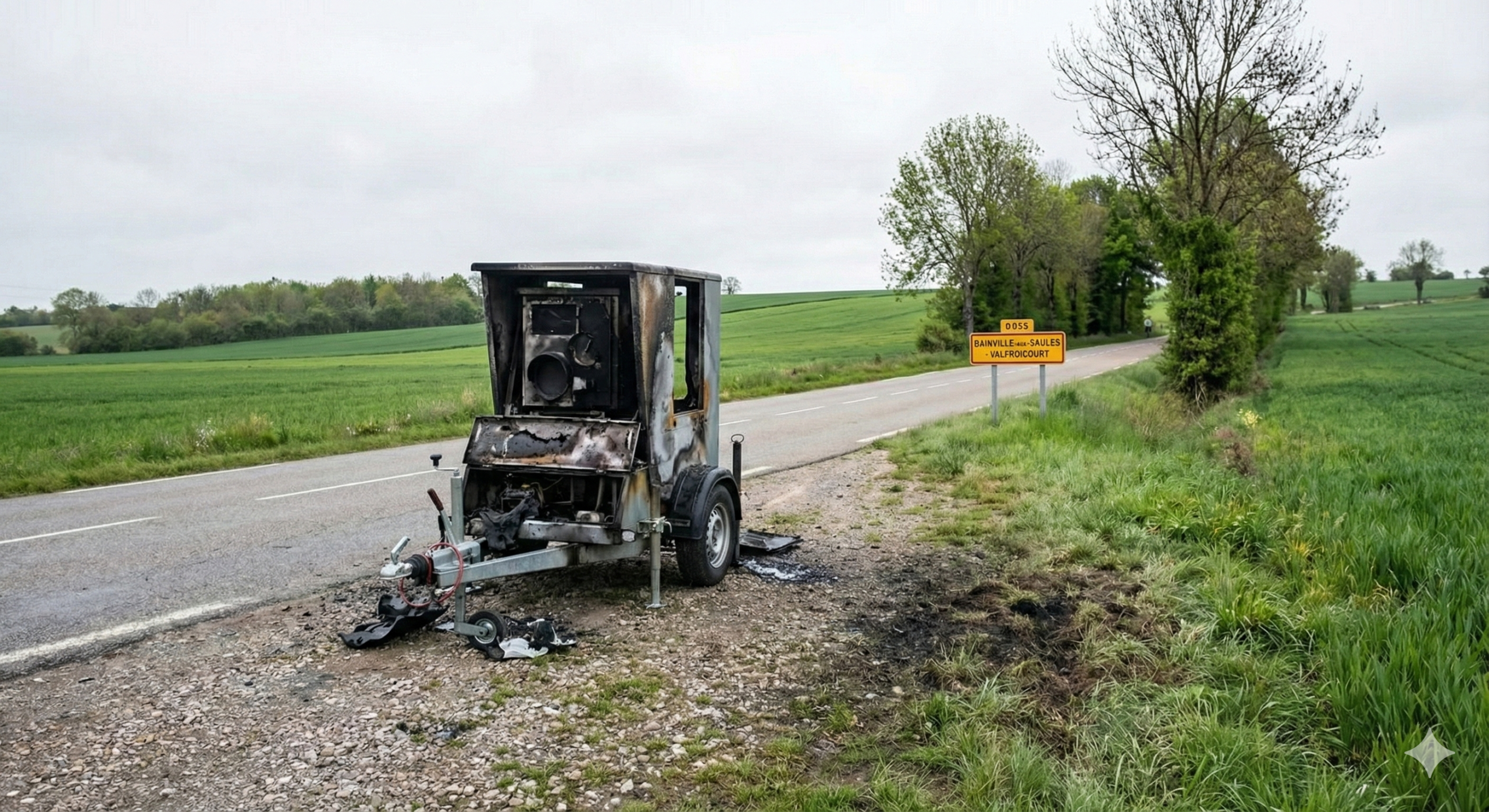 radar vosges incendié, radar bainville-aux-saules brûlé, radar valfroicourt vandalisme, radar autonome détruit feu, gendarmerie vosges enquête, vandalisme radar 88, sécurité routière mirecourt, carcasse radar chantier, destruction bien public incendie, radar route départementale vosges.