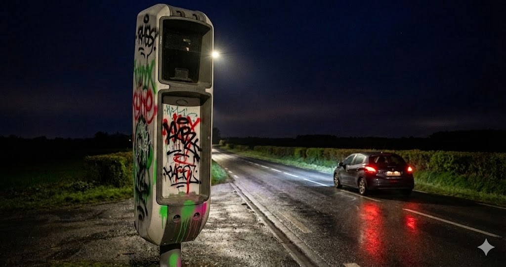 radar argentan neutralisé, radar tourelle axe caen, vandalisme orne, radar tagué peinture, sécurité routière argentan, radar d958 hors service, gendarmerie orne enquête, amende excès vitesse, radar masqué, dégradation mobilier urbain.