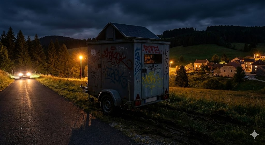 radar mobile jura tagué, radar rd 673 vandalisé, radar autonome déplacé, vandalisme jura route, radar chantier peinture, gendarmerie jura enquête, sécurité routière 39, dégradation bien public, radar hors service, route départementale jura.