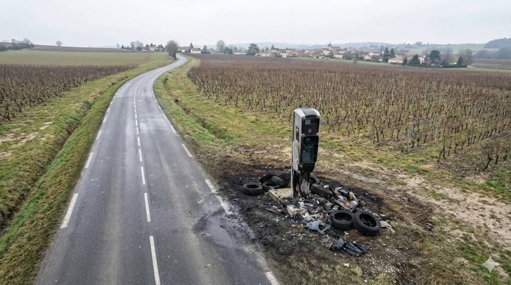 dordogne radar tourelle incendié, radar lamonzie-saint-martin brûlé, vandalisme radar d936 bergerac, radar les graves lamonzie, gendarmerie bergerac enquête, remplacement radar tourelle, feu radar dordogne, axe bordeaux bergerac radar.