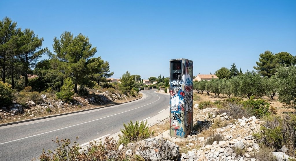 radar marseille tagué, radar route d'Allauch Camoins, vandalisme radar 13, radar peinture marseille 11e, sécurité routière bouches-du-rhône, radar tourelle aveuglé, police marseille enquête, dégradation mobilier urbain, axe marseille allauch, tags anti radar.