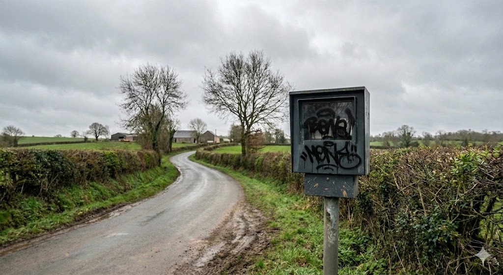 radar souleuvre en bocage vandalisé, radar routier peinture noire, radar d577 calvados, sécurité routière normandie, vandalisme radar vire, radar autonome tagué, gendarmerie calvados enquête, dégradation mobilier urbain, radar aveuglé noir.