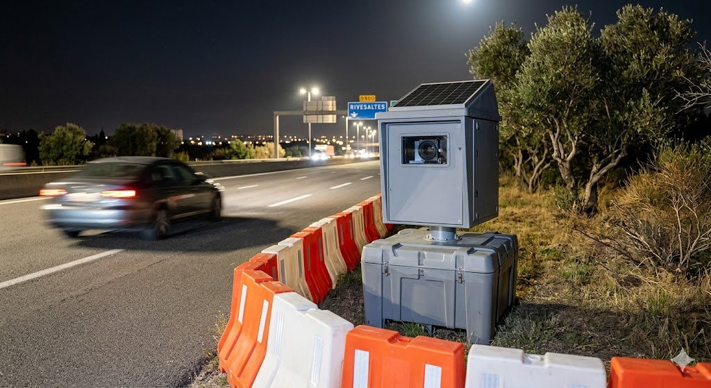 radar de chantier Rivesaltes D900, radar autonome Pyrénées Orientales, prolongation contrôle vitesse route, flash radar travaux Perpignan, amende excès vitesse D900, sécurité routière zone chantier, radar déplaçable route départementale, limitation vitesse travaux Rivesaltes, prévention routière sud France, retrait points permis conduire, contravention radar automatique autonome, équipement contrôle vitesse chantier, cabine radar gris route, dangerosité route travaux D900, flash radar deux sens, contestation amende excès vitesse, trafic routier Perpignan Narbonne, radar temporaire route départementale, agence nationale traitement automatisé, sanction pénale code route.