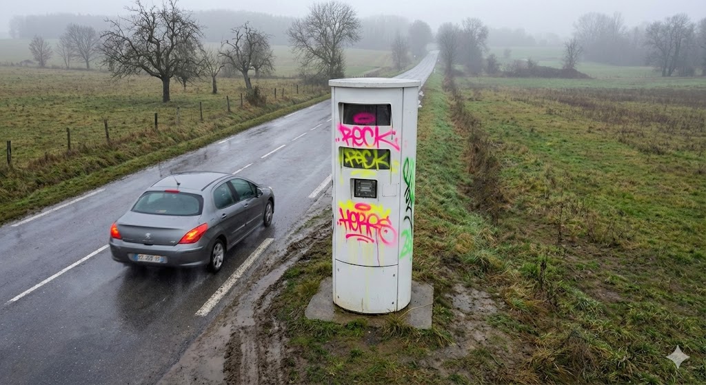 Grand Est radar vandalisé tags peinture, radar tourelle occulté, nettoyage radar dégradé, sécurité routière grand est, vandalisme radar 2026, amende dégradation bien public.