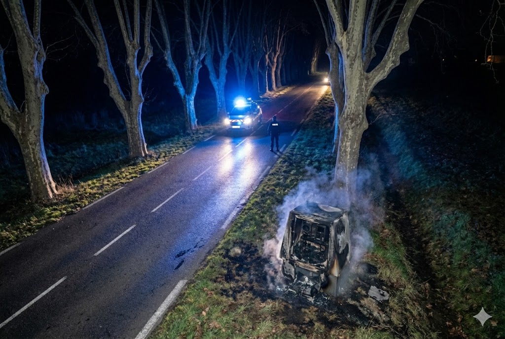 radar incendié Peyrens, destruction radar Aude, feu radar automatique, vandalisme routier RD624, gendarmerie Castelnaudary, carcasse radar brûlée, sécurité routière Occitanie, remplacement radar tourelle, délit destruction bien public, amende incendie volontaire, route départementale 624, trafic Castelnaudary Revel, pompier intervention feu, radar vitesse détruit, enquête gendarmerie Aude, peinture tag radar, radar mobile remplacement, coût destruction radar, tribunal correctionnel, peine prison vandale.
