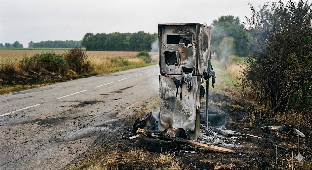 france radars vandalisés 2025, augmentation destruction radars, radar tourelle occulté île-de-france, sécurité routière occitanie radars détruits, france radars vandalisés bilan, radar chantier peinture, mortalité routière hausse