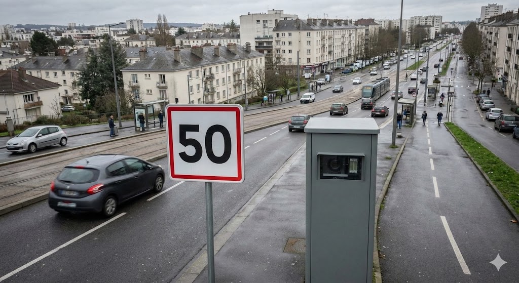 radar automatique Nantes, appareil flashant à 50 km/h, boulevard Charles-de-Gaulle Saint-Herblain, amende après changement de limitation, contrôle sur un axe fréquenté, sécurité routière Loire-Atlantique.