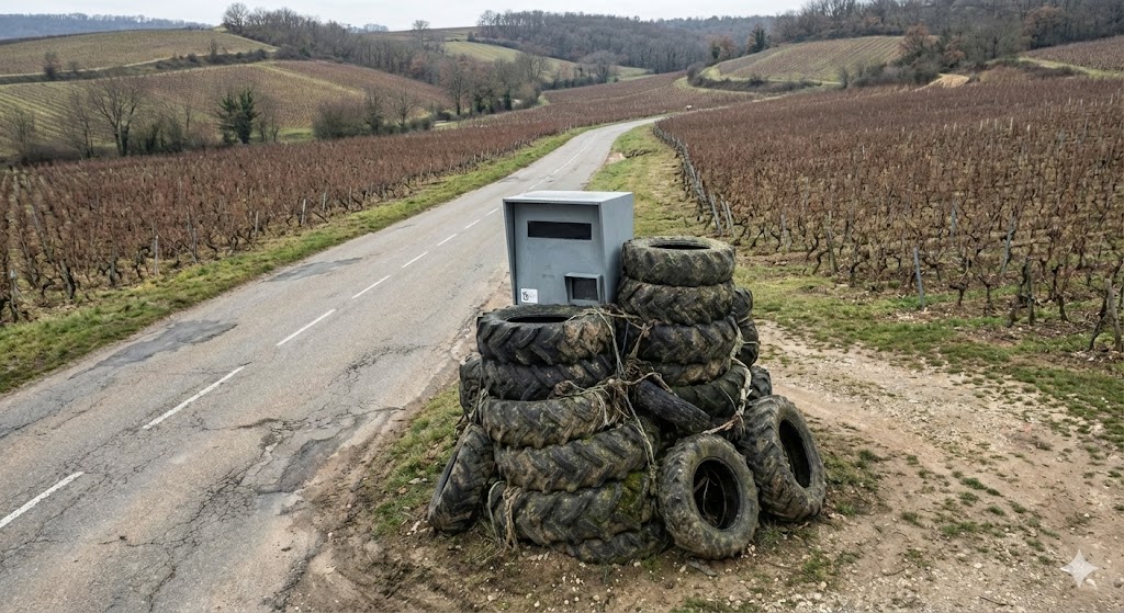 Drôme-Ardèche radars neutralisés par des pneus de tracteurs D86, manifestation agriculteurs janvier 2026, radar tourelle hors service depuis 1 mois, colère monde agricole vallée du rhône.