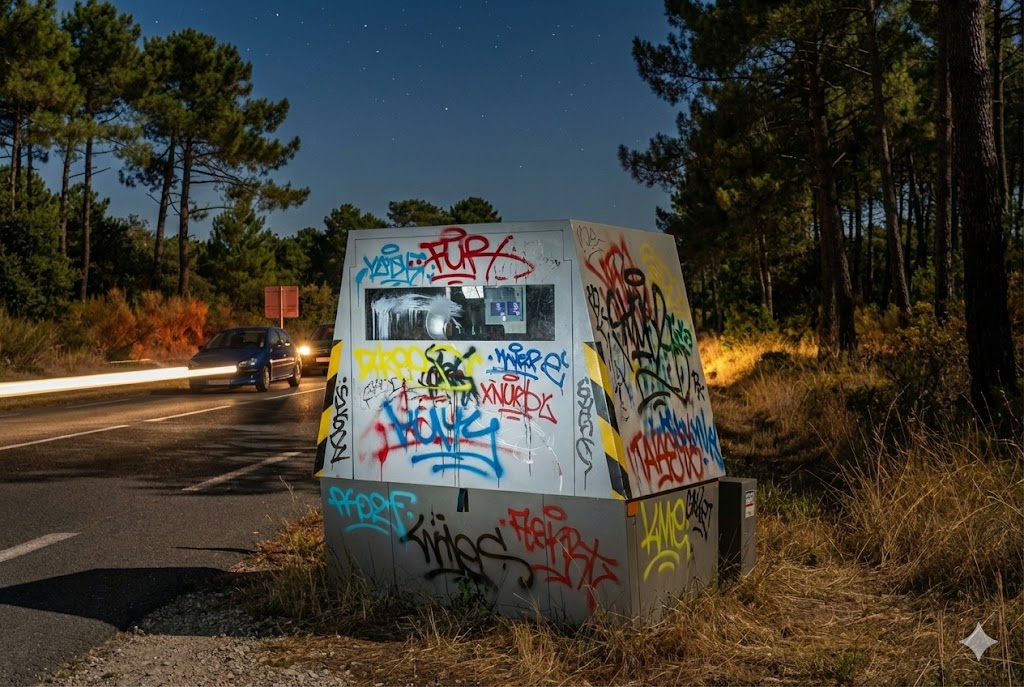 Sud de la France radar autonome vandalisé trois fois sur la même route, destruction radar de chantier Occitanie, amende vandalisme cabine automatique, radar incendié PACA, sécurité routière.