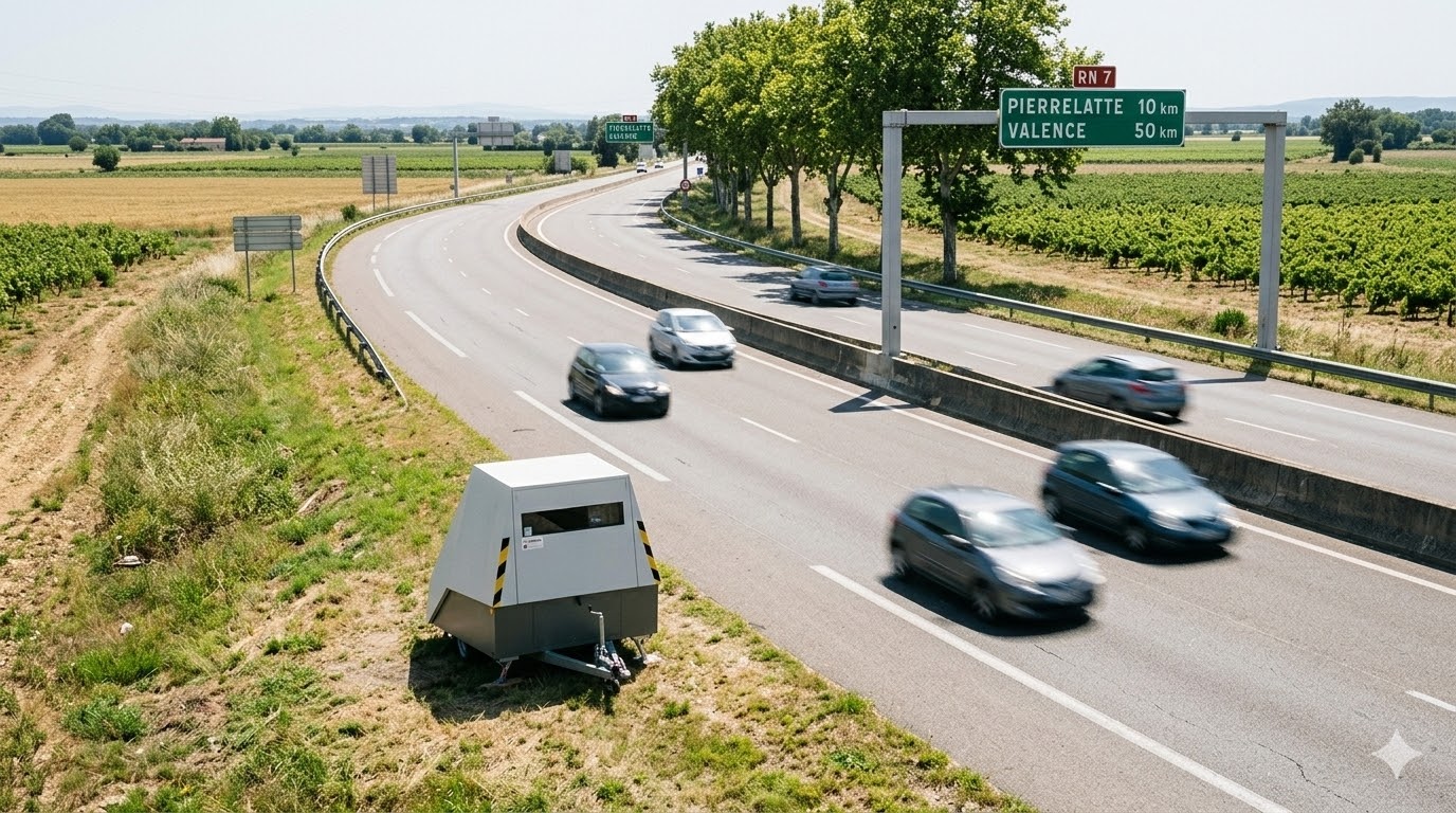 radar chantier RN 7 Lapalud, radar autonome direction Pierrelatte, contrôle vitesse Vaucluse route nationale, amende excès vitesse RN7, flash radar double sens, sécurité routière Lapalud Pierrelatte, cabine radar autonome blindée, limitation vitesse route nationale 7, retrait points permis conduire, contestation contravention radar chantier, prévention routière automobilistes sud, radar mobile travaux voie, radar autonome mesta, appareil contrôle vitesse déplaçable, gendarmerie nationale sécurité route, perte points permis probatoire, amende forfaitaire majorée justice, contestation amende antai ligne, protéger ouvriers zone chantier, ralentir zone de danger.