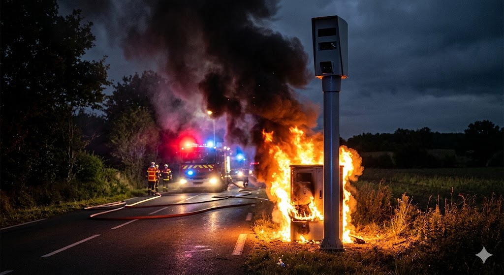 radar tourelle incendié Vire Normandie, feu radar automatique Calvados, vandalisme radar route départementale, destruction bien public incendie, schéma fonctionnement mesta fusion 2, amende destruction équipement routier, peine prison incendie volontaire, gendarmerie enquête vandalisme radar, radar tourelle calciné route, sécurité routière Normandie, remplacement cabine radar tourelle, infraction destruction par le feu, composants internes radar automatique, radar automatique hors service, dégradation mobilier urbain public, sanction pénale incendie volontaire, violence contre équipement état, gendarmerie nationale enquête feu, équipement contrôle vitesse détruit, coût radar tourelle état.