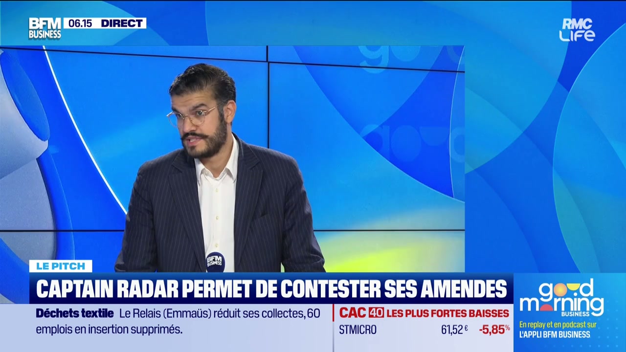 Ibrahim Shalabi, fondateur de Captain Radar, sur le plateau de BFM Business