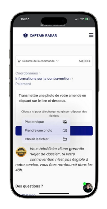 Application Captain Radar sur mobile