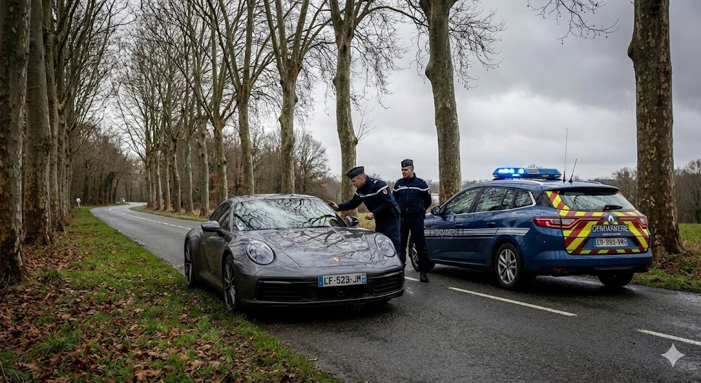 radar flashé 219 km/h, grand excès de vitesse départementale, gendarmerie interception bolide, retrait de permis immédiat, confiscation véhicule tribunal, amende excès vitesse classe 5, sécurité routière route 80 km/h, voiture fourrière administrative, tribunal de police convocation, perte 6 points permis.