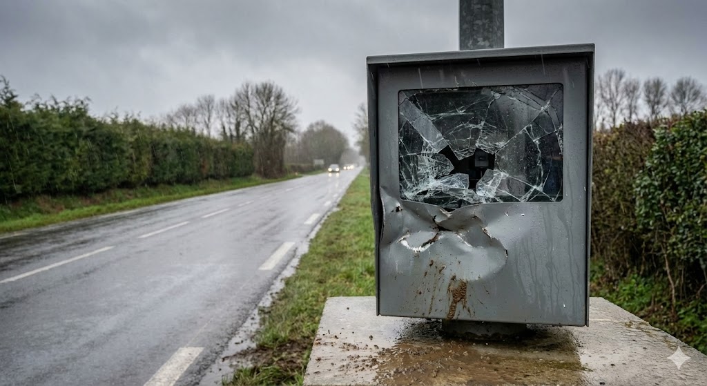 radar ancteville endommagé, radar coutances lessay, d971 manche, vandalisme radar fixe, sécurité routière cotentin, radar hors service, gendarmerie coutances, dégradation mobilier urbain, radar saint-sauveur-villages, excès vitesse manche.
