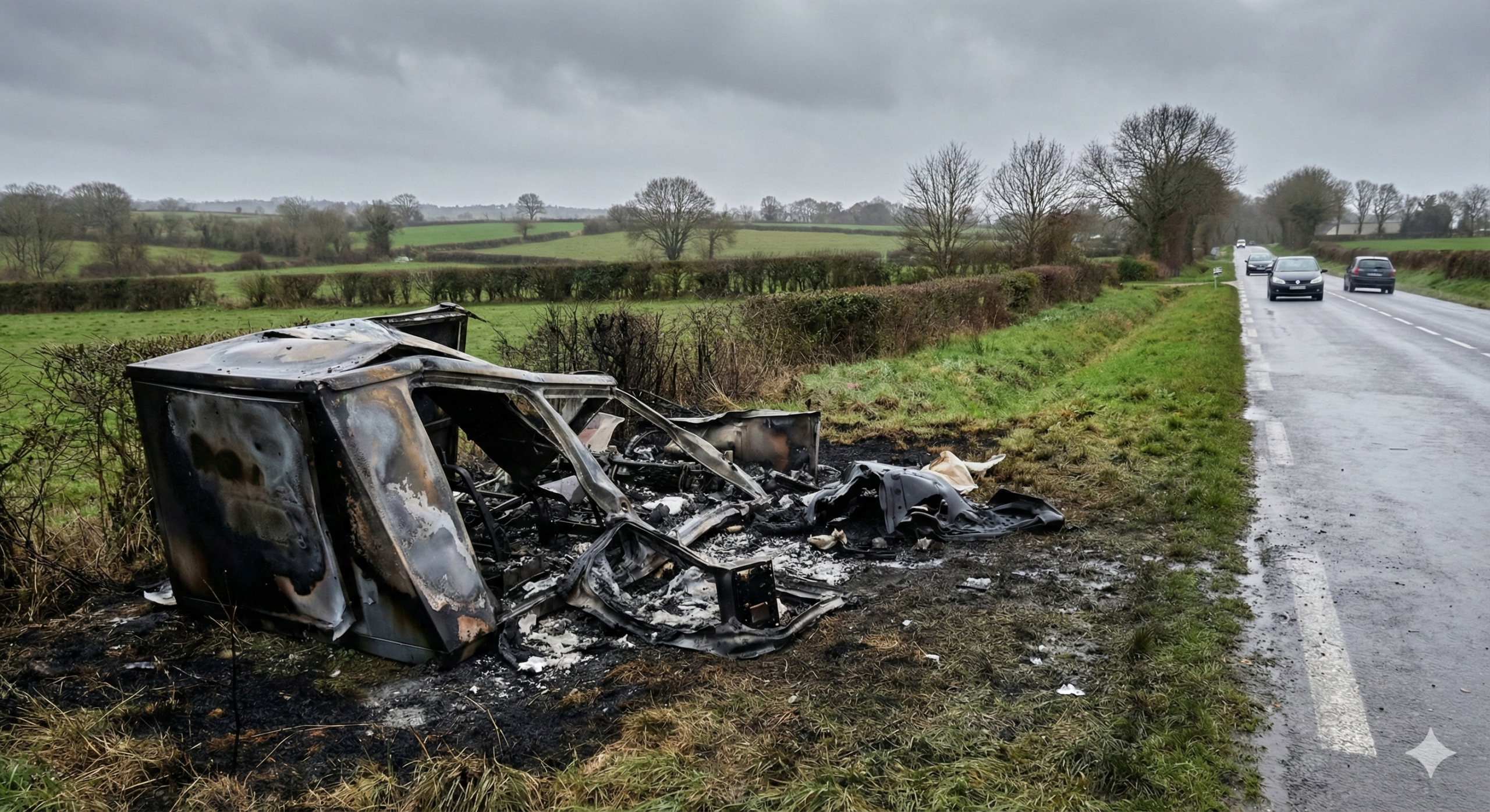 radar motreff d769 incendié, radar autonome brûlé finistère, carcasse radar chantier feu, vandalisme radar centre bretagne, route d769 carhaix lorient, destruction bien public incendie, traces feu radar voirie, enquête gendarmerie vandalisme, sécurité routière motreff, photo radar calciné.