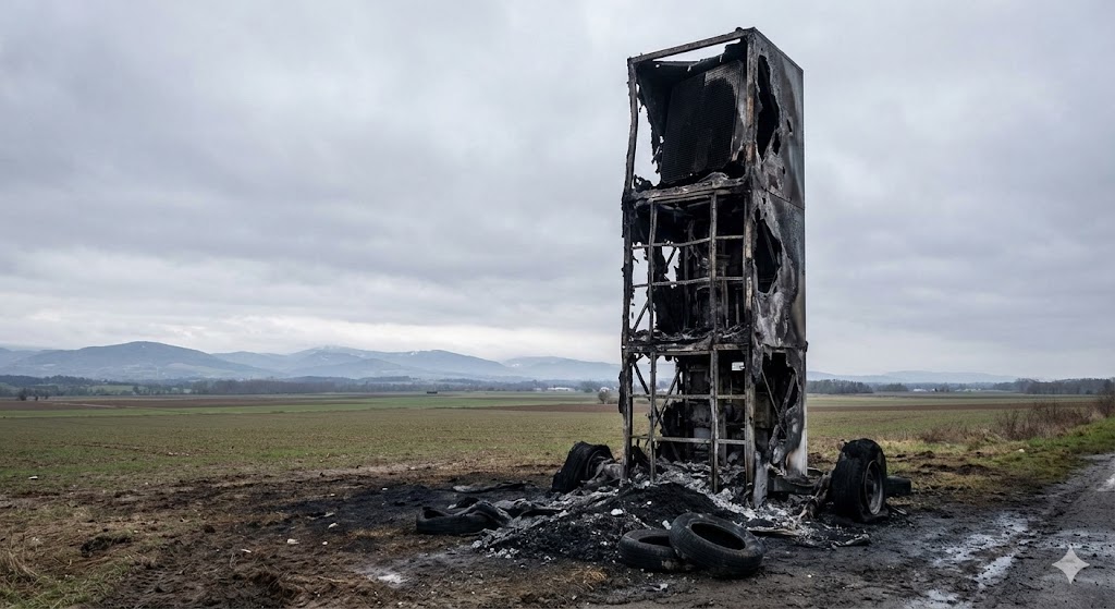 champdieu radar automatique incendié, radar d8 loire, vandalisme radar montbrison, radar brûlé plaine du forez, gendarmerie loire enquête, remplacement radar fixe champdieu, sécurité routière 42, radar tourelle calciné.