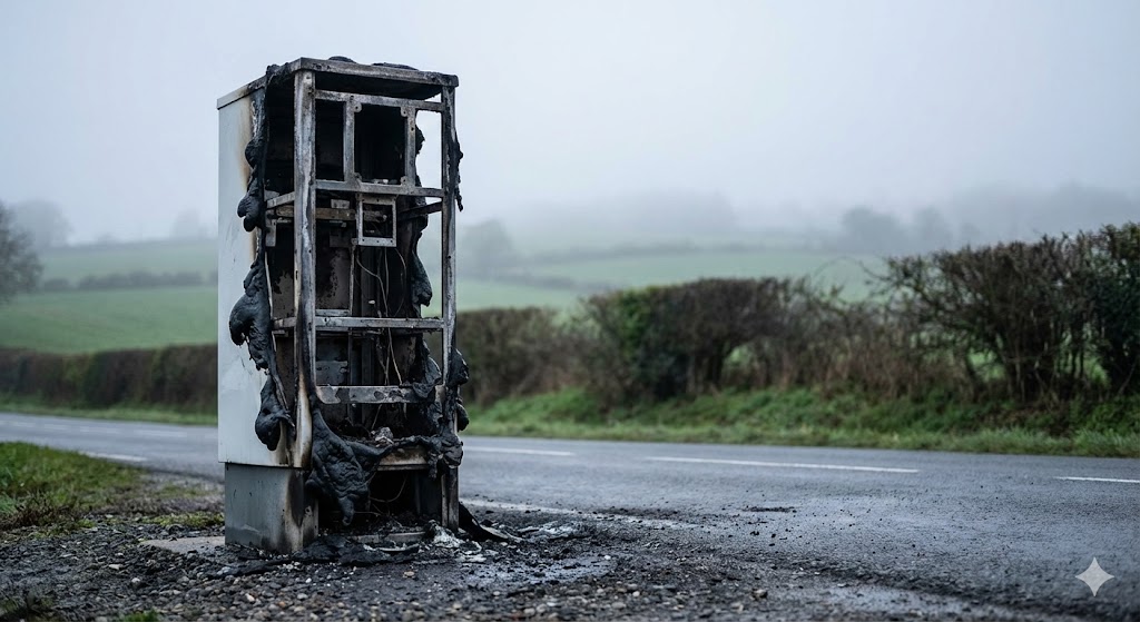radar incendié d18 orne, radar tourelle calciné monts d'andaine, vandalisme routier la sauvagère, sabotage radar saint-maurice-du-désert, photos radar brûlé, gendarmerie enquête destruction bien public, remplacement radar coût.