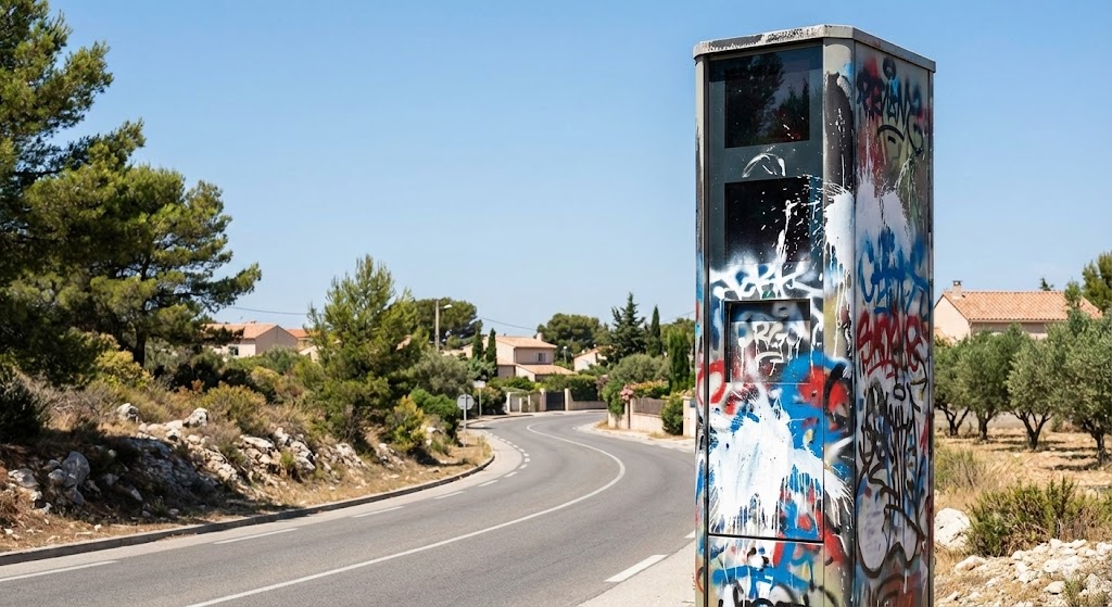 radar marseille tagué, radar route d'Allauch Camoins, vandalisme radar 13, radar peinture marseille 11e, sécurité routière bouches-du-rhône, radar tourelle aveuglé, police marseille enquête, dégradation mobilier urbain, axe marseille allauch, tags anti radar.