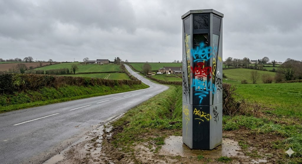 radars vandalisés maine-et-loire, radar tourelle d961 saint-georges-des-gardes, radar rd160 coron, dégradation radar choletais, radar peinture blanche 49, sécurité routière anjou, gendarmerie chemillé enquête, radar mesta fusion cholet, vandalisme mauges.