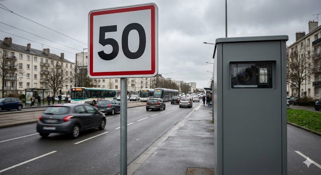 radar automatique Nantes, appareil flashant à 50 km/h, boulevard Charles-de-Gaulle Saint-Herblain, amende après changement de limitation, contrôle sur un axe fréquenté, sécurité routière Loire-Atlantique.