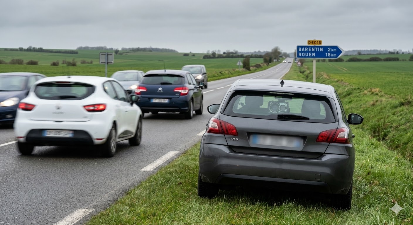 radar mobile Barentin D6015, voiture banalisée Seine Maritime, contrôle vitesse route départementale, sécurité routière Normandie, excès de vitesse amende 68, retrait point permis conduire, radar embarqué gendarmerie nationale, prévention routière Barentin 76, flash radar invisible route, contester amende excès vitesse, radar trépied caché herbe, sanction pénale code route, tribunal de police rouen, paiement contravention ligne antai, ralentir zone danger D6015, protéger usagers route vitesse, marge erreur radar mobile, véhicule banalisé prestataire privé, sécurité conducteurs axe normand, radar autonome de chantier.