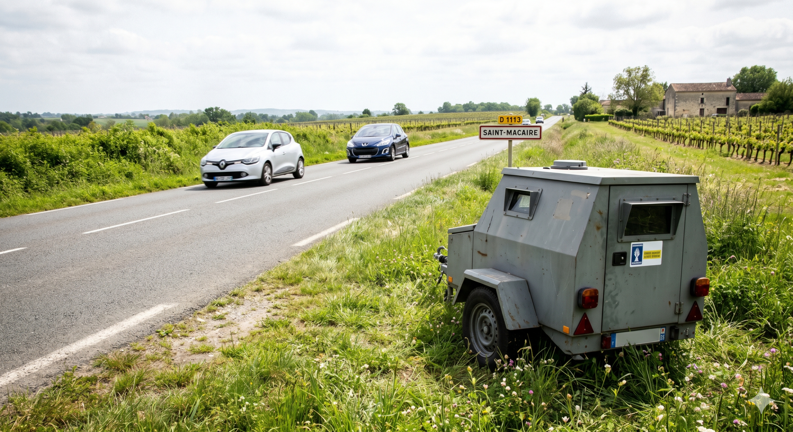 radar mobile installé sur la D1113, Saint-Macaire Gironde, D1113 vitesse 80 km/h, radar autonome, sécurité routière, amende excès de vitesse, retrait points permis, contestation pv antai, préfecture Gironde, contrôle routier, radar déplaçable, prévention accident route, flash automatique, gendarmerie nationale, trafic routier D1113, radar bidirectionnel, sécurité riverains, infraction code de la route, limitation vitesse.