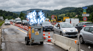 le radar de chantier en dysfonctionnement à La Cluse-et-Mijoux, les flashs intempestifs sur la route nationale RN57, le bug de la machine automatique dans le Doubs, la contestation de l'amende pour l'excès de la vitesse, le retrait des points sur le permis de conduire du conducteur, la sécurité routière et les travaux de la voirie, la panne du cinémomètre autonome laser, la préfecture de Besançon pour le recours, le trafic routier des frontaliers vers la Suisse, la contravention injuste de l'ANTAI.